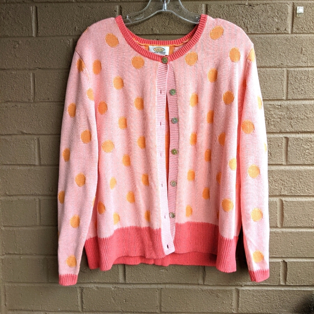 Talbots Polka Dot Button Cardigan
